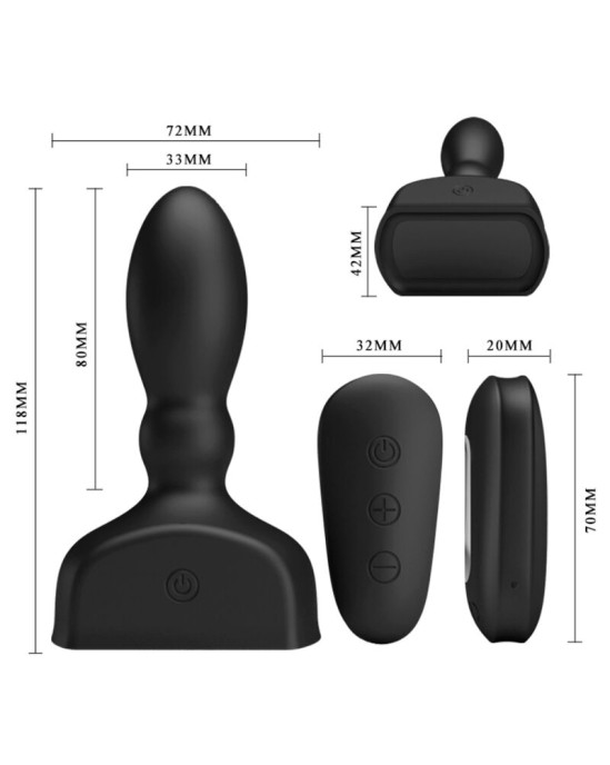 Mr Play BLACK INFLATABLE ANAL PLUG REMOTE CONTROL