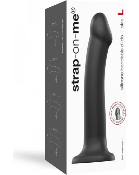 Strap-On-Me DILDO AR piesūcekni PIEMĒROTA IEKĀRTA DUAL BLĪVUMA FLEXIBLE BLACK L