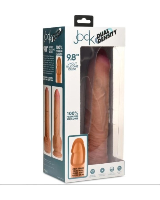 Xr - Jock DILDO PENIS AR sēkliniekiem DUBULTA BLĪVUMA NEGROZĪTA MĪKSTUMA 25 CM