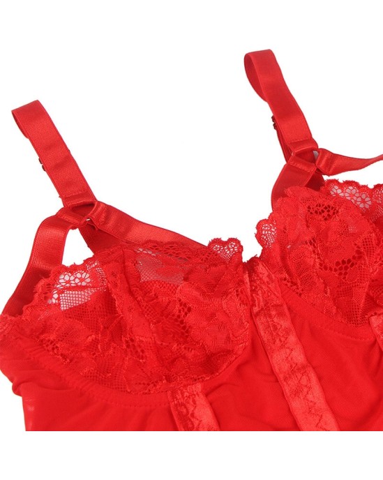 Subblime Teddies SUBBLIME - TEDDY WITH GARTER STRAP DETAIL CHEST RED L/XL