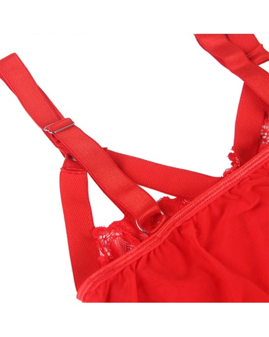 Subblime Teddies SUBBLIME - TEDDY WITH GARTER STRAP DETAIL CHEST RED L/XL