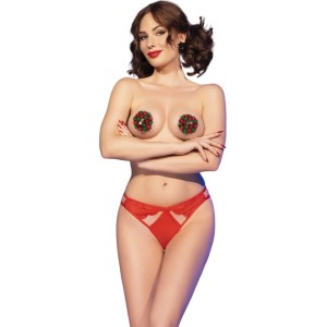 Chilirose Sets CHILIROSE — CR 4839 ZIEMASSVĒTKU KOMPLEKTS KUNŠU PĀRVALDZINĀJUMI + BIKSES SARKANAS L/XL