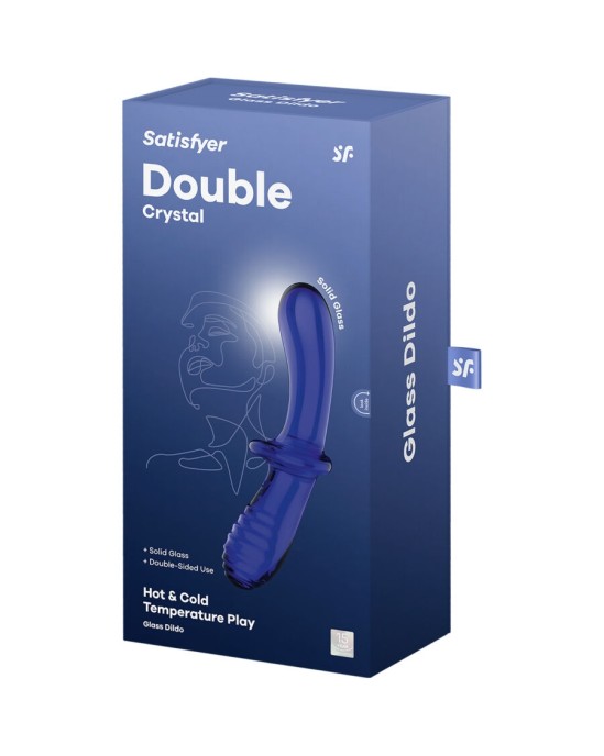 Satisfyer Crystal APMIERINĀTĀJS - DUBULTĀ KRISTĀLA DILDO ZILS