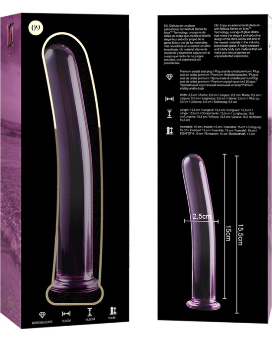 Nebula Series By Ibiza MODELIS 9 DILDO BOROSILIKĀTS STIKLS 15,5 X 2,5 CM ROZĀ