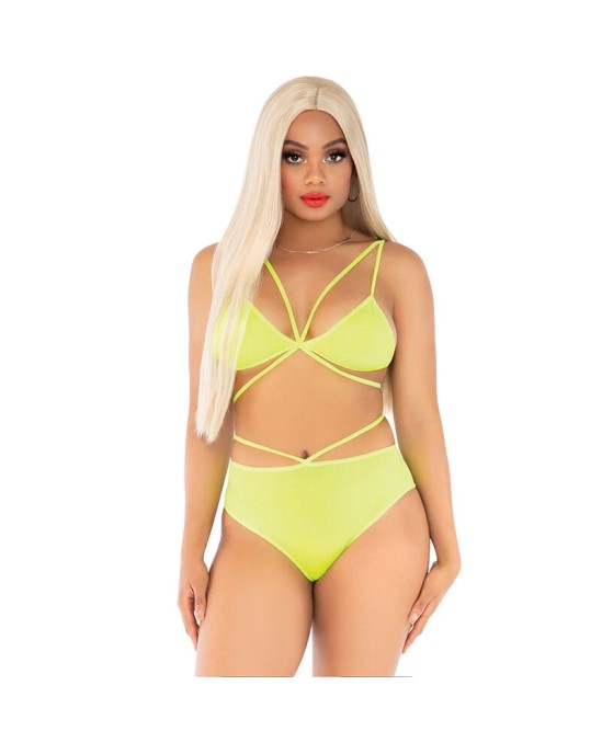 Leg Avenue Sets LEG AVENUE - TOP & PANTIES YELLOW WITH STRAPS