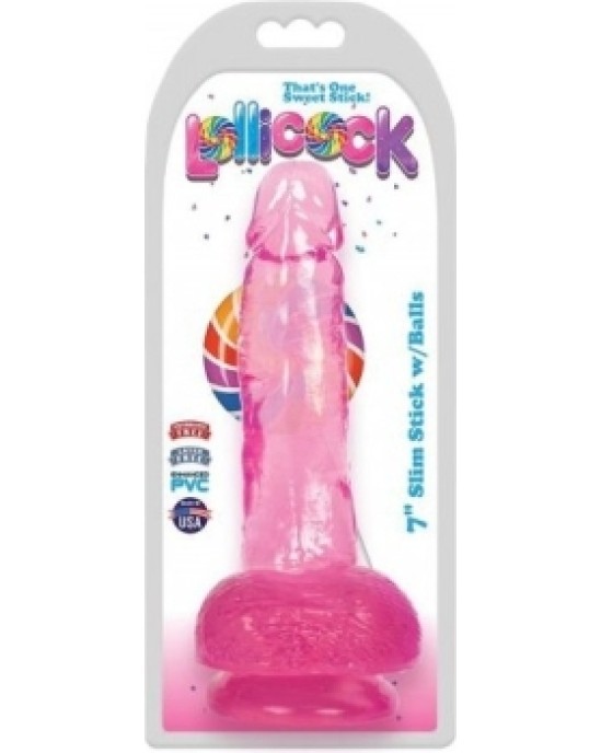 Xr - Lollicock DILDO AR sēkliniekiem SLIM STICK CHERRY 1778 CM"