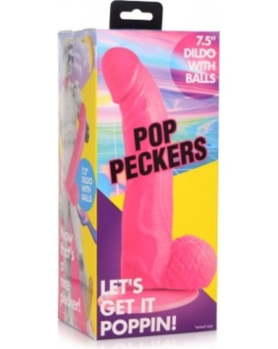 Xr - Pop Peckers REĀLISTS DILDO AR sēkliniekiem 19 CM ROZĀ