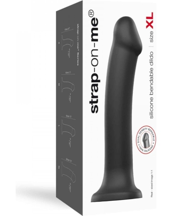 Strap-On-Me DILDO AR piesūcekni PIEMĒROTA IEKĀRTA DUAL BLĪVUMA FLEXIBLE BLACK XL