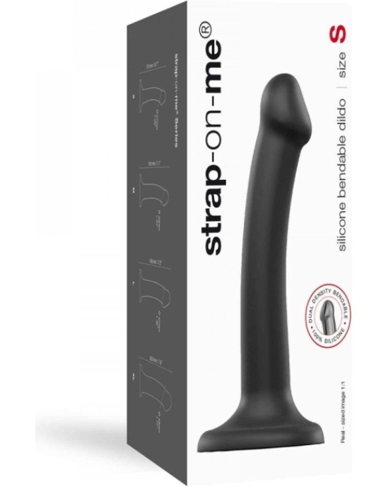 Strap-On-Me DILDO AR piesūcekni PIEMĒROTA IEKĀRTA DUAL BLĪVUMA FLEXIBLE BLACK S