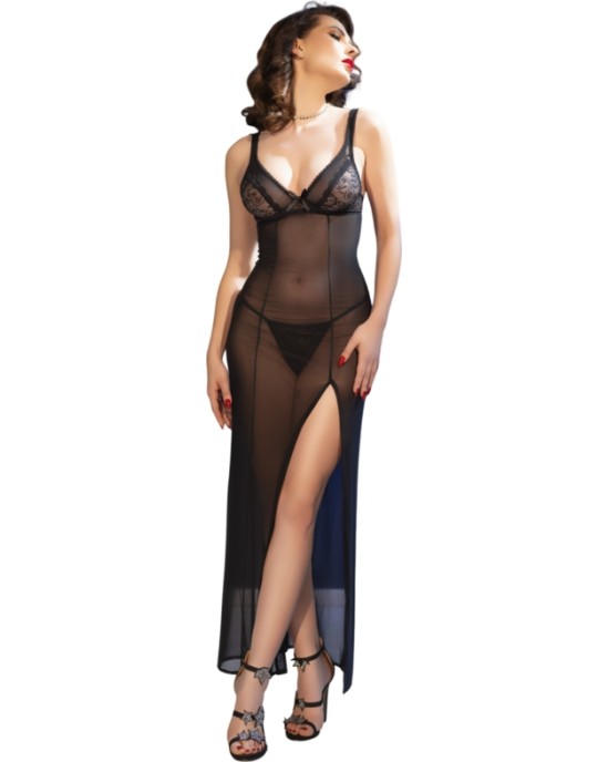 Chilirose Babydolls CHILIROSE — CR 4723 LONG BABYDOLL & THONG BLACK S