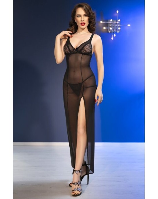 Chilirose Babydolls CHILIROSE — CR 4723 LONG BABYDOLL & THONG BLACK S