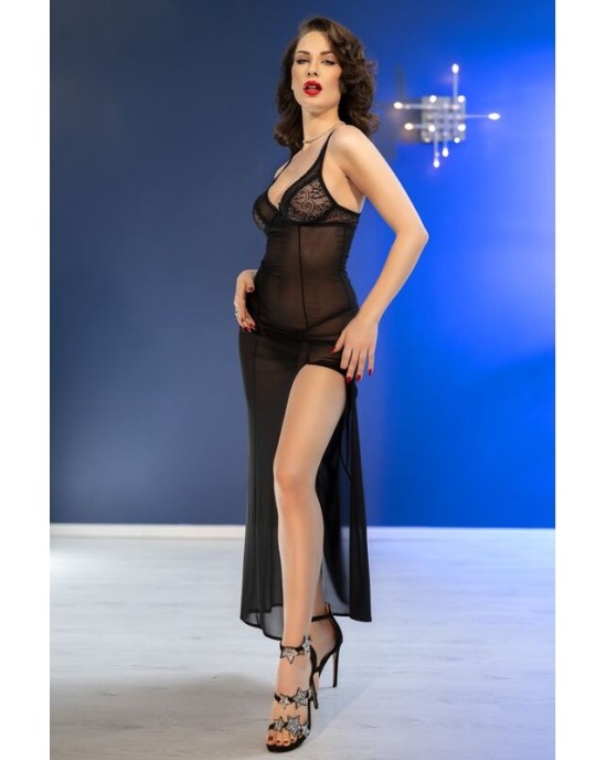 Chilirose Babydolls CHILIROSE — CR 4723 LONG BABYDOLL & THONG BLACK S