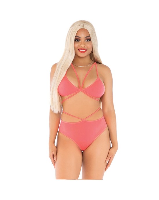 Leg Avenue Sets LEG AVENUE - TOP & PANTIES CORAL WITH STRAPS