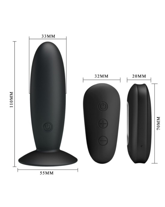 Mr Play ANAL PLUG WITH VIBRATION BLACK REMOTE CONTROL