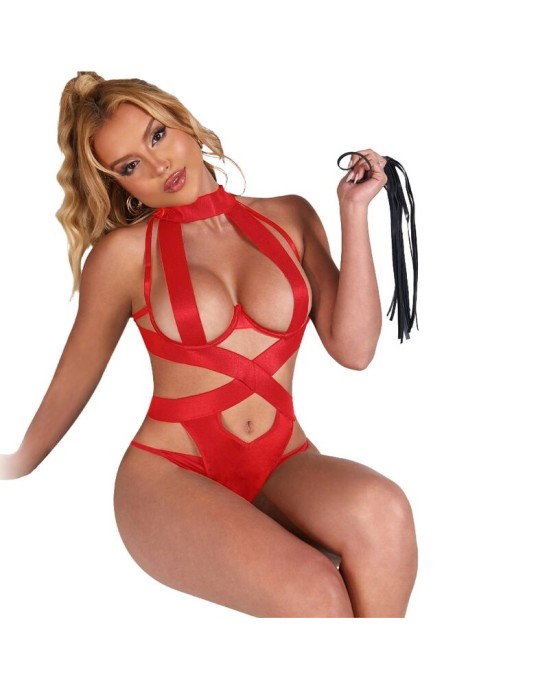 Subblime Fetish SUBBLIME - SEXY HALTER BODY WITH HARNESS RED S/M