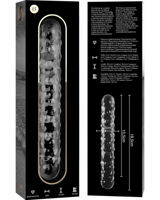 Nebula Series By Ibiza MODELIS 15 DILDO BOROSILIKĀTS STIKLS 18,5 X 3 CM DZIDRS