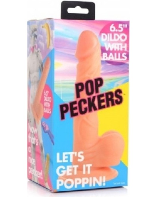 Xr - Pop Peckers REĀLISTS DILDO AR sēkliniekiem 16'5 CM MĪSTA