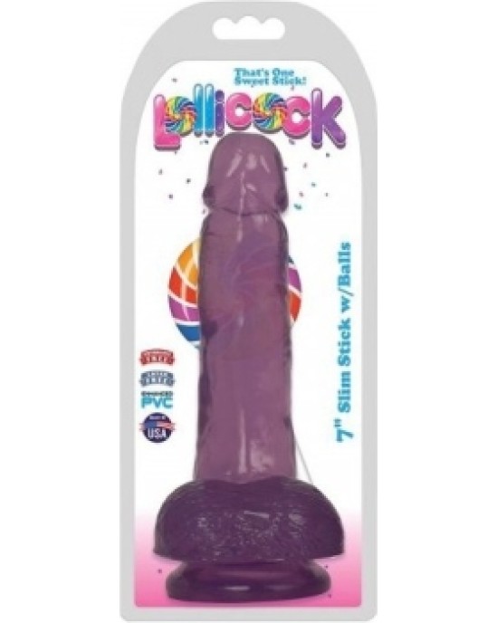 Xr - Lollicock DILDO AR sēkliniekiem SLIM STICK VĪNOGU 1778 CM"