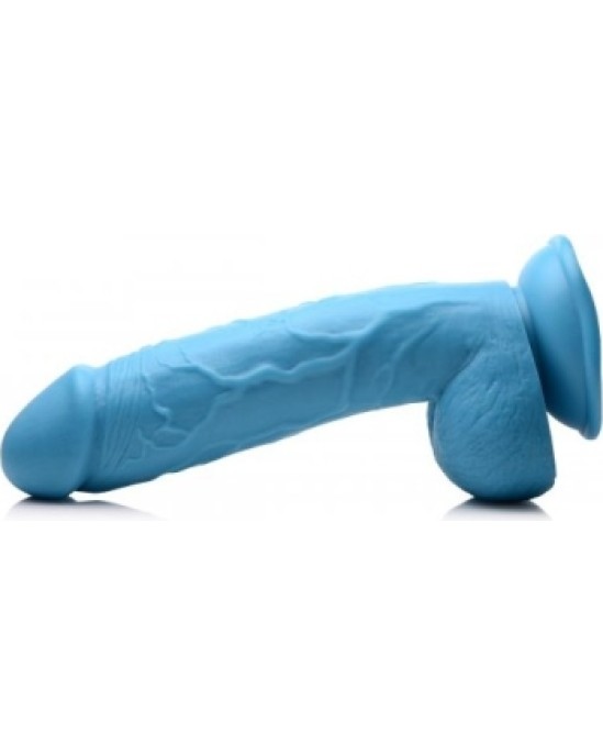 Xr - Pop Peckers REĀLISTS DILDO AR sēkliniekiem 21 CM ZILS