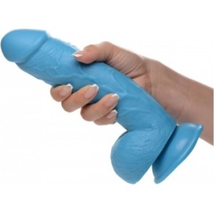 Xr - Pop Peckers REĀLISTS DILDO AR sēkliniekiem 21 CM ZILS