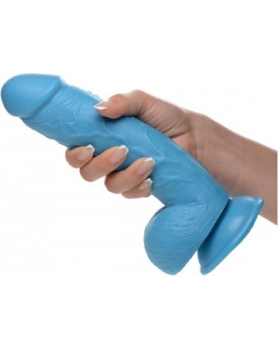 Xr - Pop Peckers REĀLISTS DILDO AR sēkliniekiem 21 CM ZILS