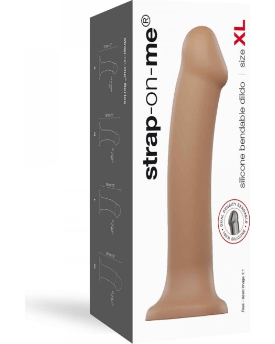 Strap-On-Me DILDO AR piesūcekni PIEMĒROTA IEKĀRTA DUAL BLĪVUMA FLEXIBLE CARAMEL XL