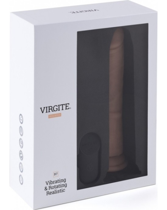 Virgite - Realistics REĀLISTS VIBRATORS UN ROTATORS R7" 19cm ar TĀLVADĪBAS PULTI"