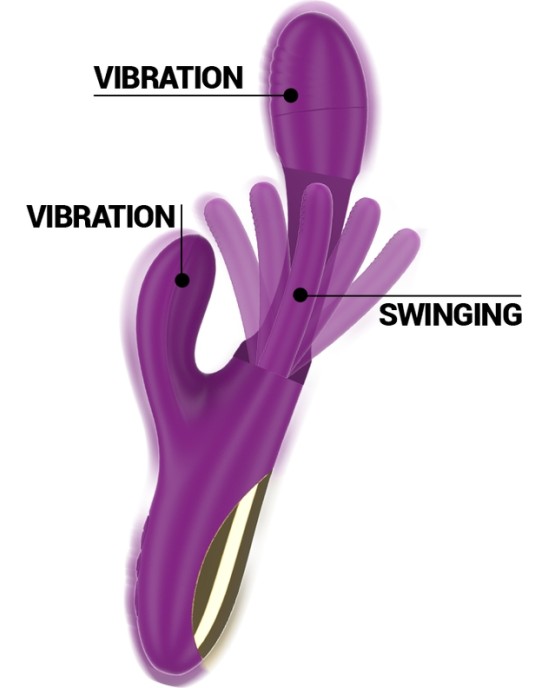 Intense APOLO UZLĀDĒJAMS DAUDZFUNKCIJAS VIBRĀTORS 7 VIBRĀCIJAS AR SWING MOTION PURPU