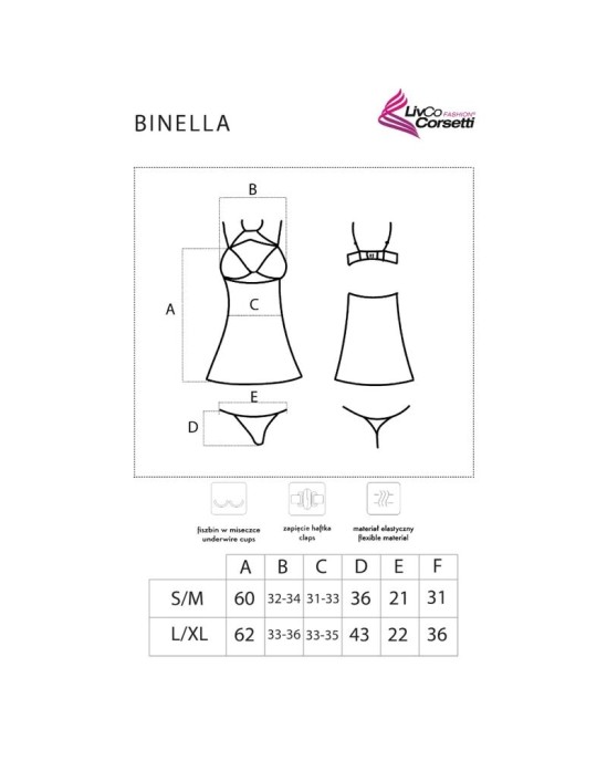 Livco Corsetti Sets LIVCO CORSETTI FASHION - КОМПЛЕКТ BINELLA BABYDOLL + СТРИНГИ ЧЕРНЫЕ