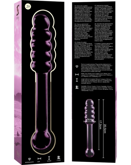 Nebula Series By Ibiza MODELIS 20 DILDO BOROSILIKĀTS STIKLS 20,5 X 3 CM ROZĀ