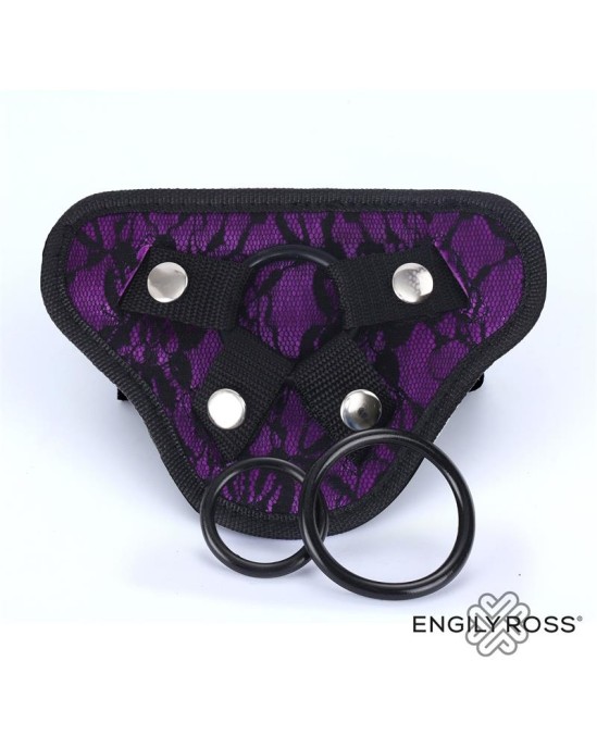 Dildox By Engily Ross Miley Universal Adjustable Harness with 3 Silicone Rings Purple