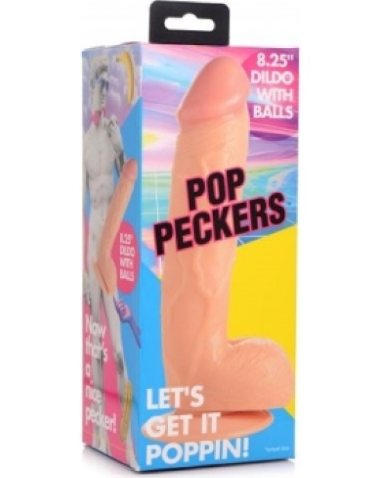 Xr - Pop Peckers REĀLISTS DILDO AR sēkliniekiem 21 CM MĪSTA