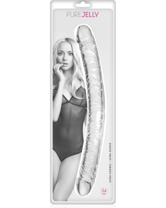 Pure Jelly Caurspīdīgs DUBULTAIS DILDO 34 CM