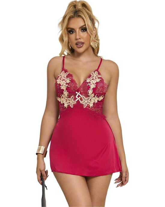 Subblime Babydolls SUBBLIME — 954130 BABYDOLL AR SARKANU ZIEDU DIZAINU L/XL