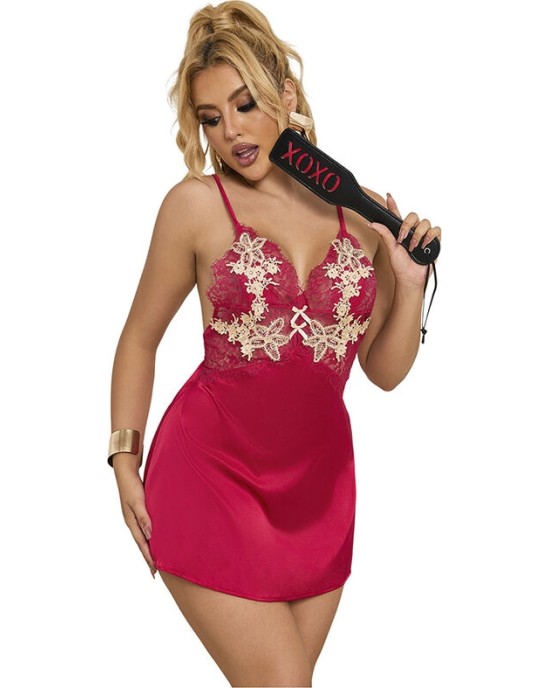 Subblime Babydolls SUBBLIME — 954130 BABYDOLL AR SARKANU ZIEDU DIZAINU L/XL