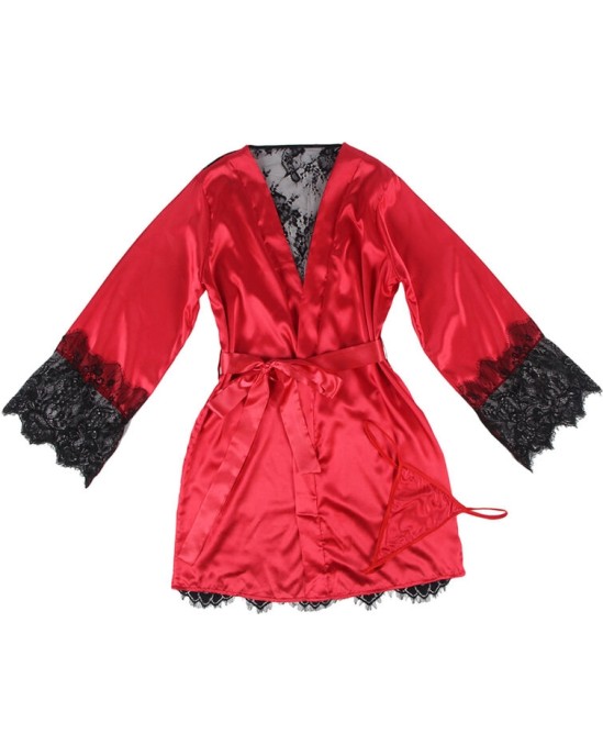 Subblime Sets SUBBLIME — 954024 LACE SHEER MUGURAS KAMISOLS + SIKSAS, SARKANA/MELNA L/XL