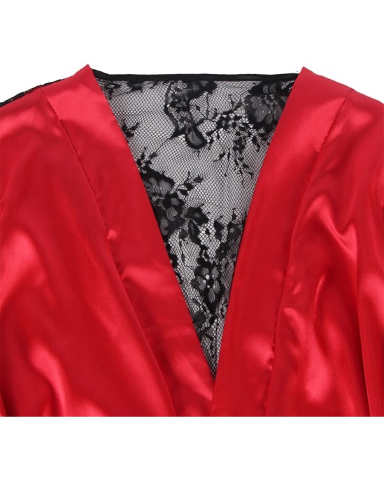 Subblime Sets SUBBLIME — 954024 LACE SHEER MUGURAS KAMISOLS + SIKSAS, SARKANA/MELNA L/XL