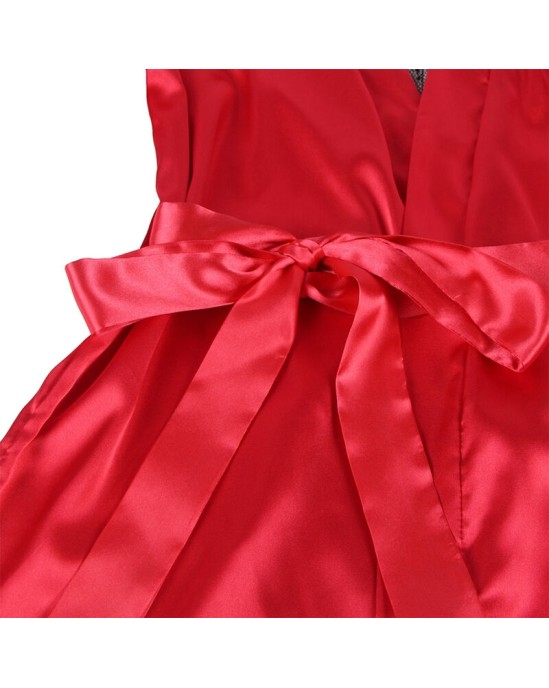 Subblime Sets SUBBLIME — 954024 LACE SHEER MUGURAS KAMISOLS + SIKSAS, SARKANA/MELNA L/XL