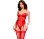 Chilirose Sets CHILIROSE - CR 4845 CORSET AND STOCKINGS RED XL