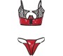 Subblime Sets SUBBLIME - 955540 RED PATENT LEATHER MESH ZIPPER BRA SET L/XL