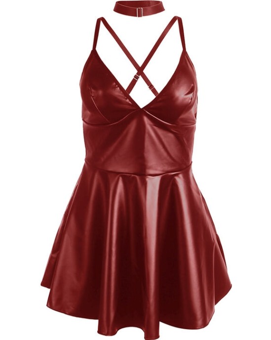 Subblime Dresses SUBBLIME - 955397 DRESS WITH BURGUNDY LEATHER STRAPS S/M