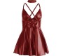 Subblime Dresses SUBBLIME - 955397 DRESS WITH BURGUNDY LEATHER STRAPS S/M