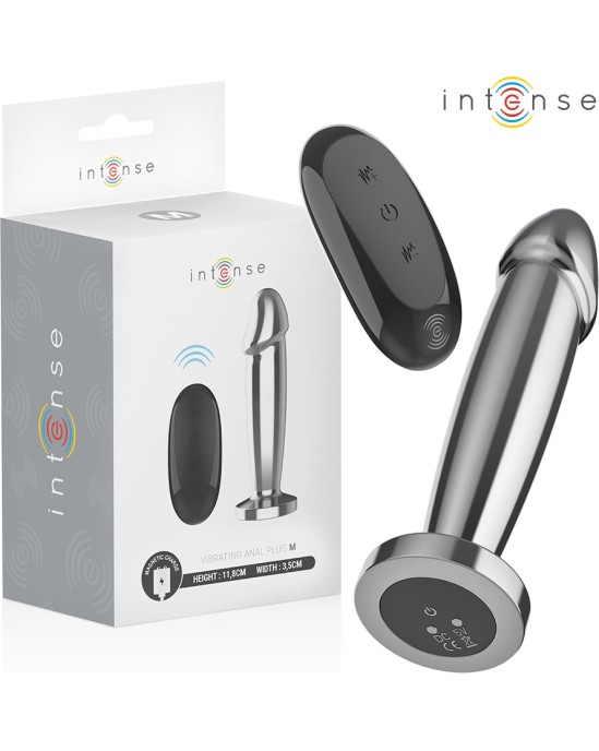 Intense Anal Toys INTENSE - ANAL PLUG 10 VIBRATIONS METAL DILDO WITH REMOTE CONTROL M