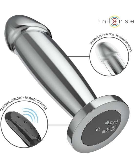 Intense Anal Toys INTENSE - ANAL PLUG 10 VIBRATIONS METAL DILDO WITH REMOTE CONTROL M