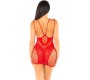 Leg Avenue Dresses LEG AVENUE - MESH MINI DRESS WITH STRAPS RED