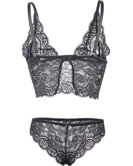Subblime Sets SUBBLIME - 953928 ШЕЛКОВАЯ И КРУЖЕВНАЯ НОЧНАЯ СОРОЧКА + ТРУСИКИ ЧЕРНЫЕ L/XL