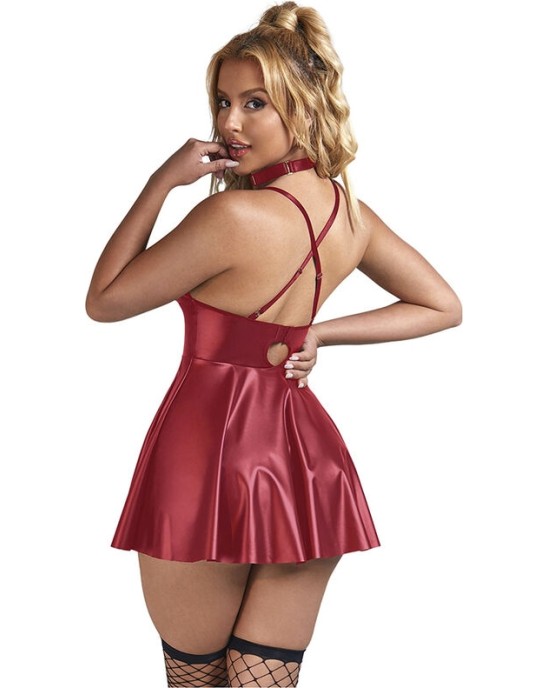 Subblime Dresses SUBBLIME - 955403 DRESS WITH BURGUNDY LEATHER STRAPS L/XL