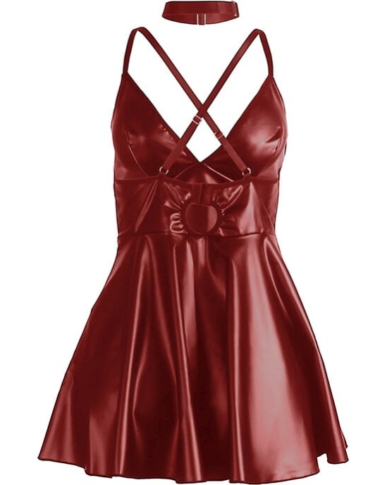 Subblime Dresses SUBBLIME - 955403 DRESS WITH BURGUNDY LEATHER STRAPS L/XL