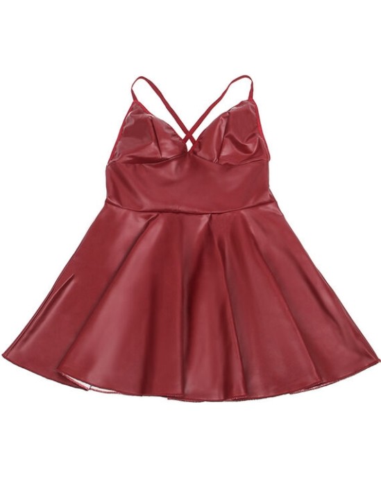 Subblime Dresses SUBBLIME - 955403 DRESS WITH BURGUNDY LEATHER STRAPS L/XL