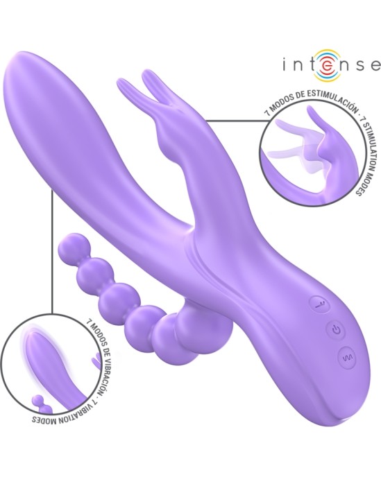 Intense Fun INTENSE - MIKO TRIPLE VIBRATOR RABBIT & STIMULATOR & ANAL 7 VIBRATIONS PURPLE